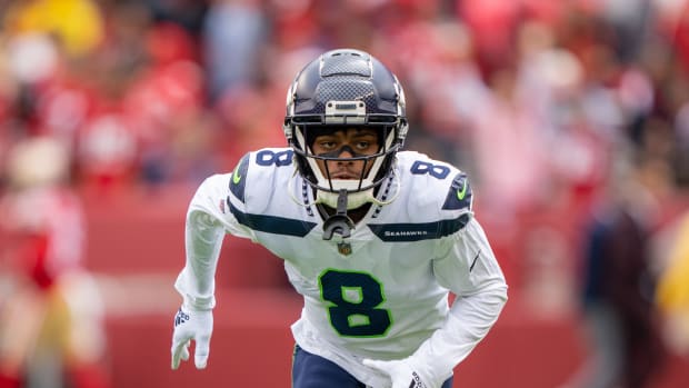Seattle Seahawks cornerback Coby Bryant (8) before the game against the San Francisco 49ers at Levi's Stadium.